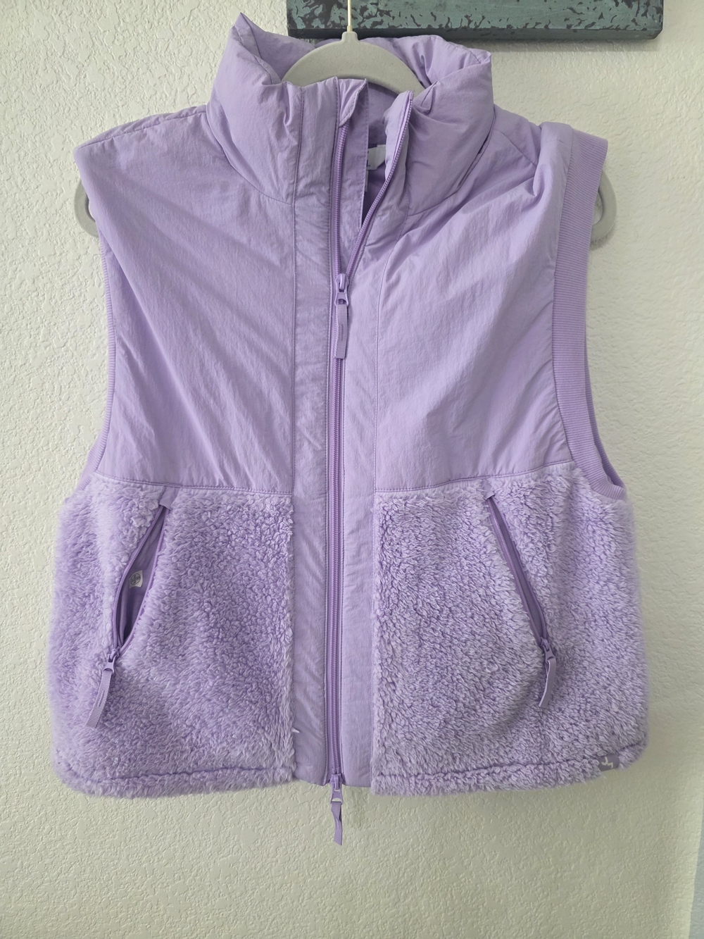 JoyLab High Pile Fleece & Nylon Full Zip Vest in Light Purple